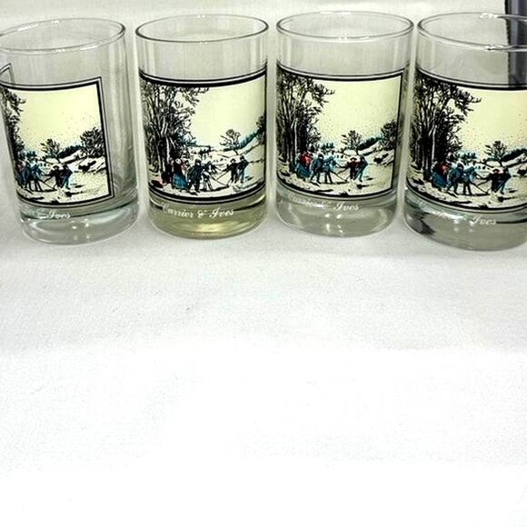 Double Old Fashioned Glass Currier & Ives Winter Pastime 1978 - Picture 2 of 7